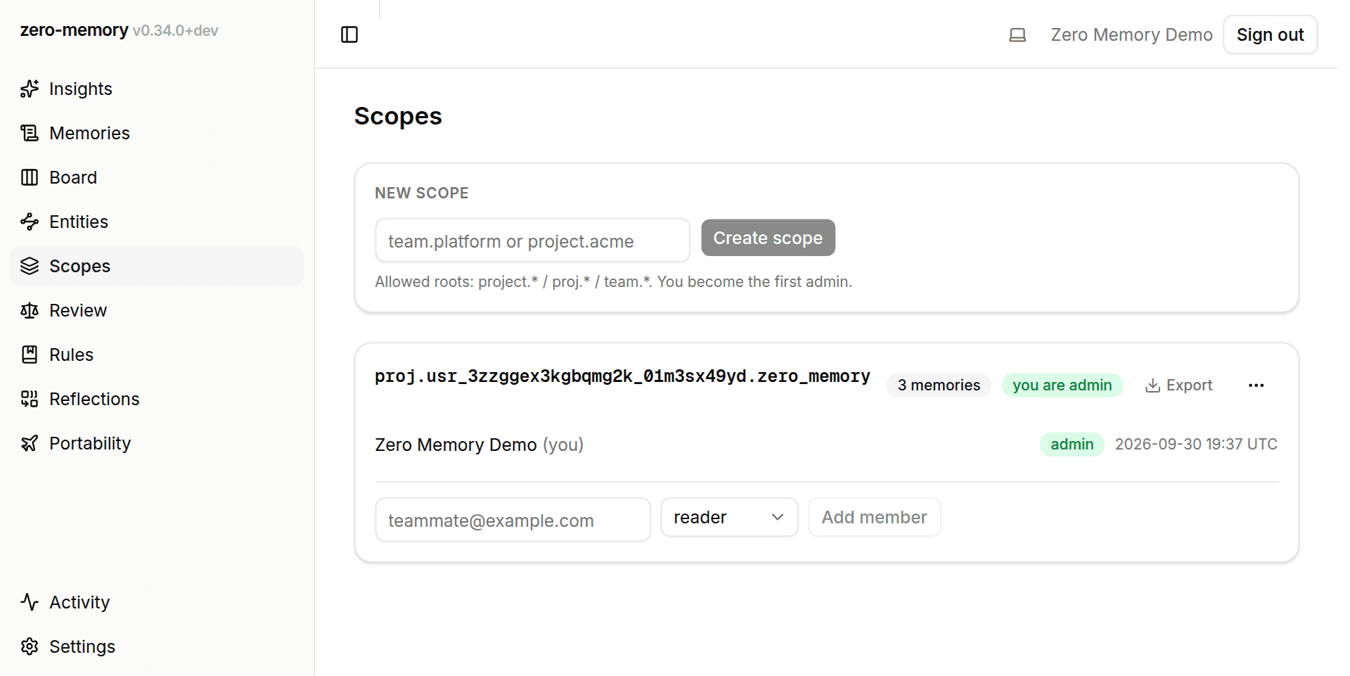 Scopes screen